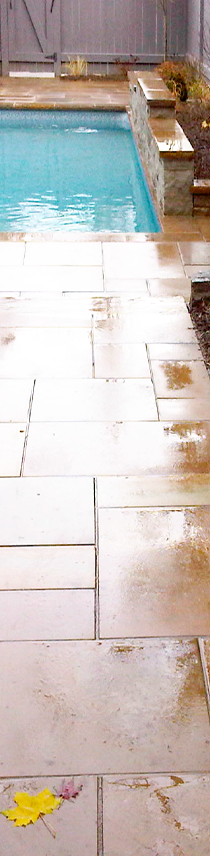 Beautiful natural stone deign walkway to pool area