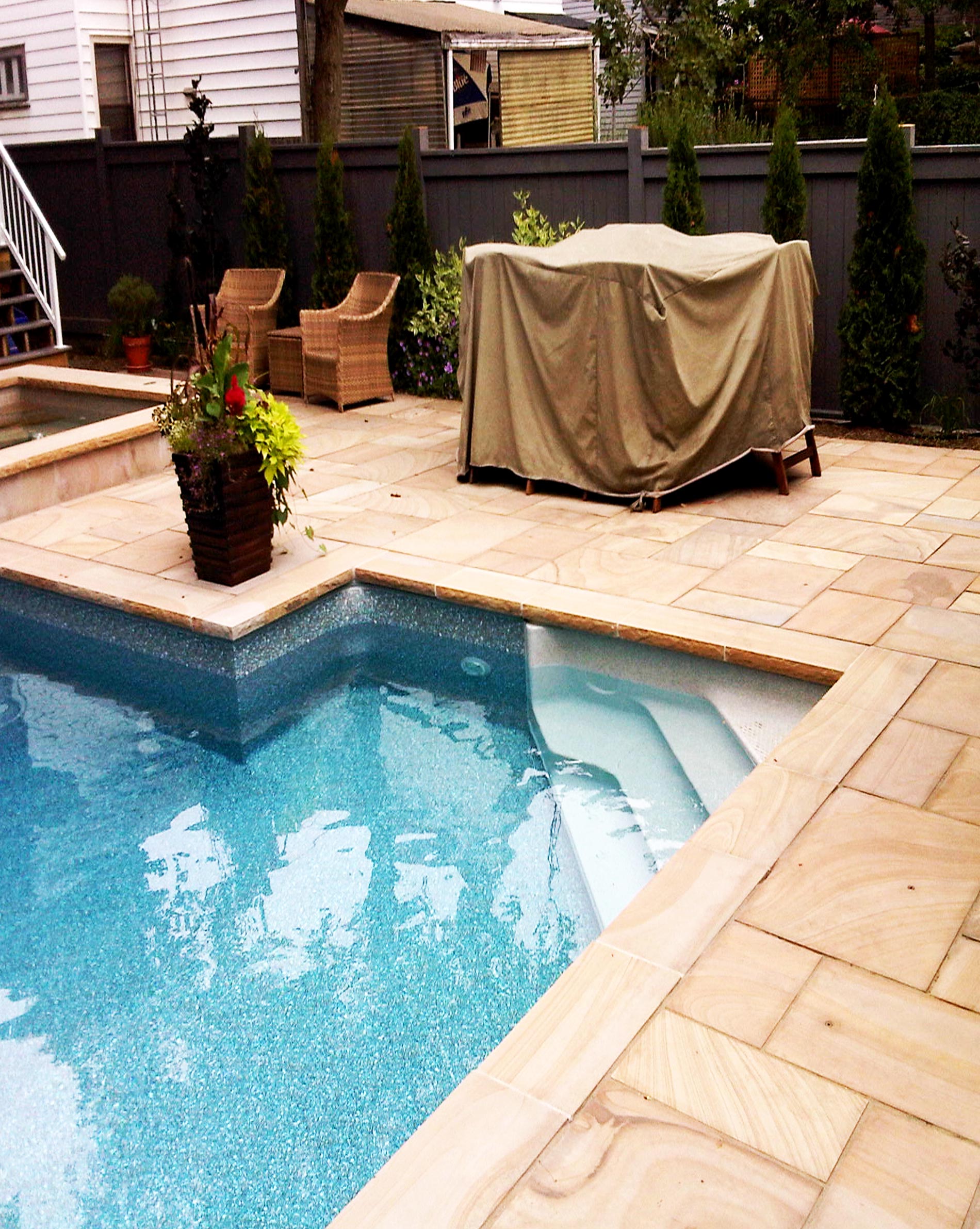 Natural stone pool area