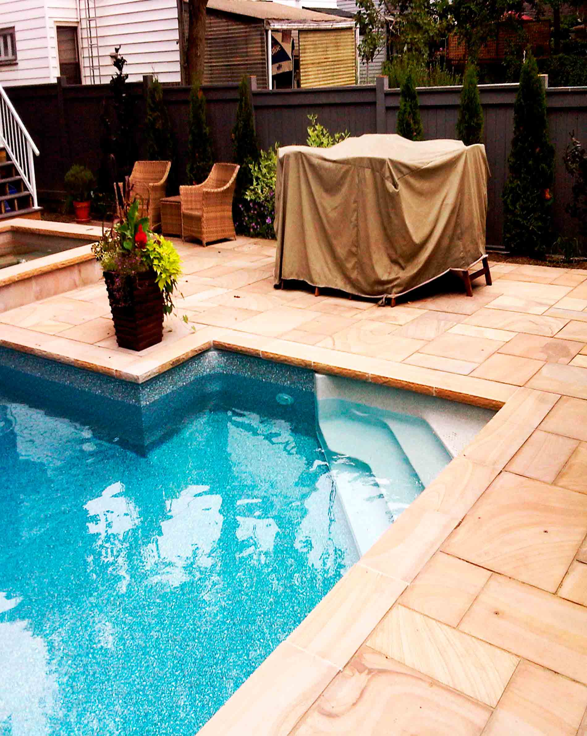 Natural stone pool area